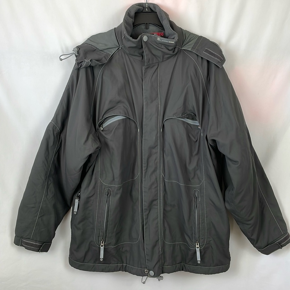 American Eagle Men's Gray Hooded Ski Jacket w/Lots of Zipper Pockets - Size XL